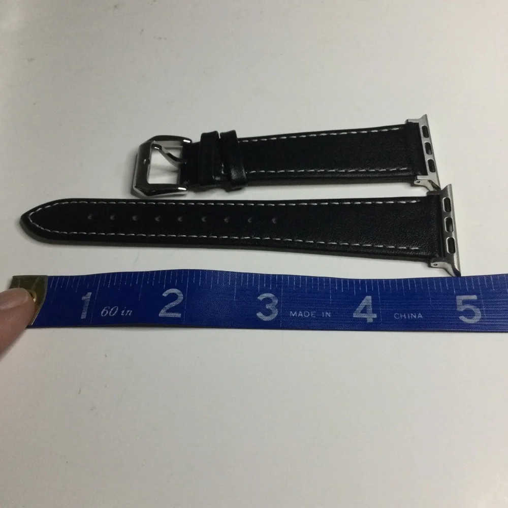 POSH TECH STITCHED LEATHER STRAP BAND FOR APPLE WATCH 38/40 BLACK UNISEX NWT